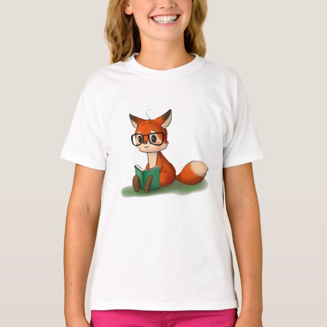 Cute Little Graphic Art Storybook Fox Animal Art  T-Shirt (Front)