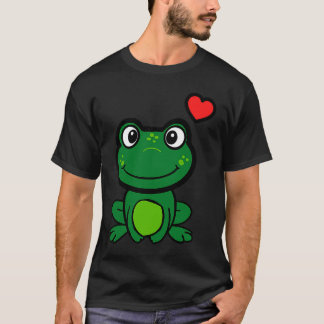 Cute little green frog with hearts T-Shirt