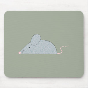 Cute Little Grey Mouse with a pink tail and nose Pad