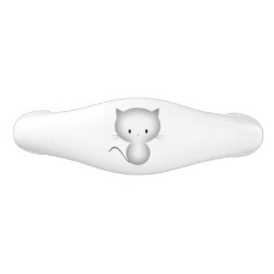 Cute Little Grey Tabby Cat Kitten Ceramic Drawer Pull