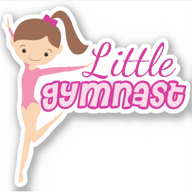 Cute Little Gymnast Brunette Kids Gymnastics Girl (Front)