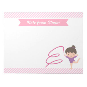 Cute Little Gymnast Girl and Ribbon Gymnastics Notepad