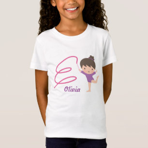Cute Little Gymnast Girl and Ribbon Gymnastics T-Shirt