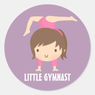 Cute Little Gymnast Girl Gymnastics Pose Classic Round Sticker