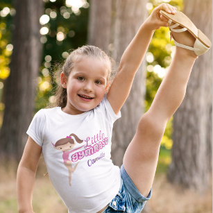 Cute Little Gymnast Pink Purple Monogram Girls T-Shirt