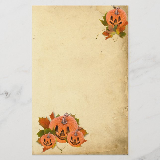 Cute Little Halloween Pumpkins Stationery (Front)
