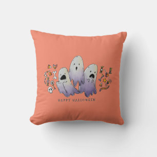 Cute Little Halloween Witch And Kitty Cushion