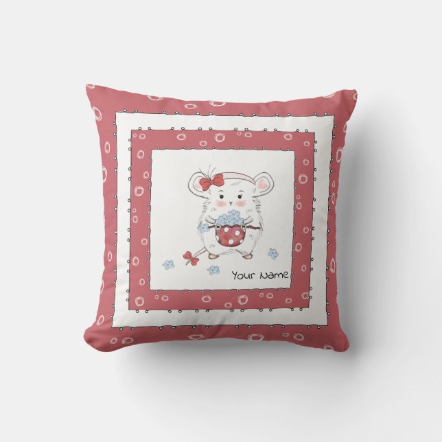 Cute Little Hamster Custom Name Cushion (Front)