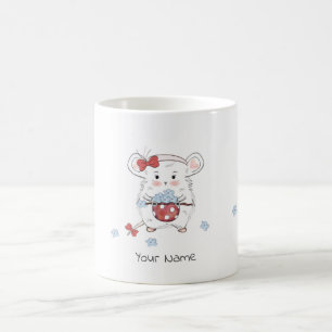 Cute Little Hamster Floral Custom Coffee Mug