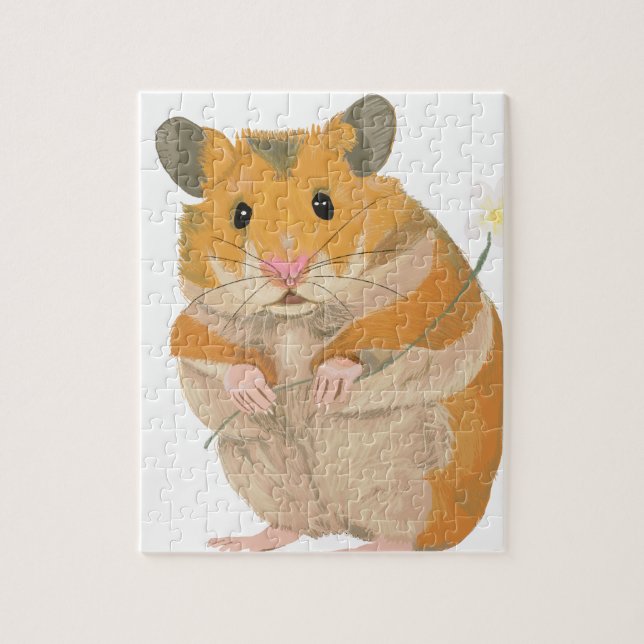 Cute little Hamster holding a flower Jigsaw Puzzle (Vertical)