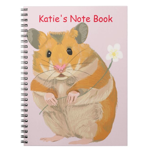 Cute little Hamster holding a flower Spiral Notebook (Front)