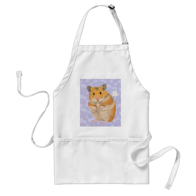 Cute little Hamster holding a flower Standard Apron (Front)