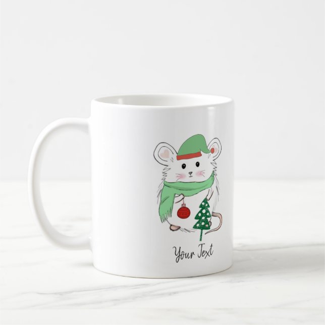 Cute Little Hamster Merry Christmas  Coffee Mug (Left)