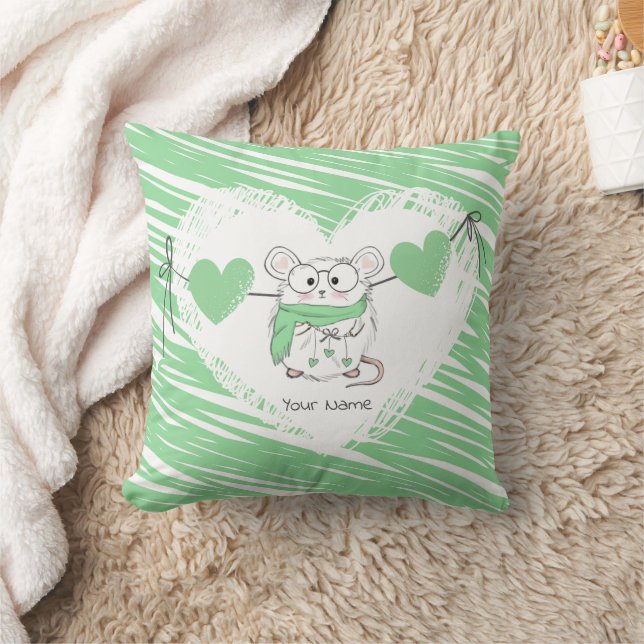 Cute Little Hamster Name Green Cushion (Blanket)