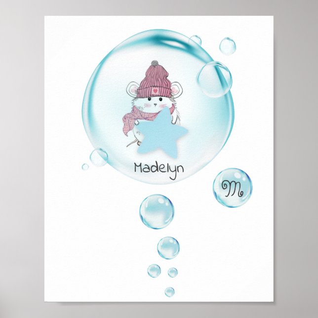 Cute Little Hamster Soap Bubbles Poster (Front)
