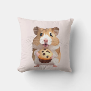 Cute Little Hamster With Muffin Cushion
