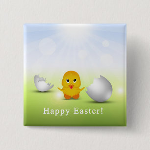 Cute Little Happy Easter Baby Chick 15 Cm Square Badge