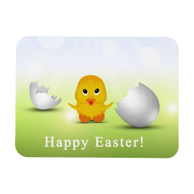 Cute Little Happy Easter Baby Chick Magnet (Horizontal)