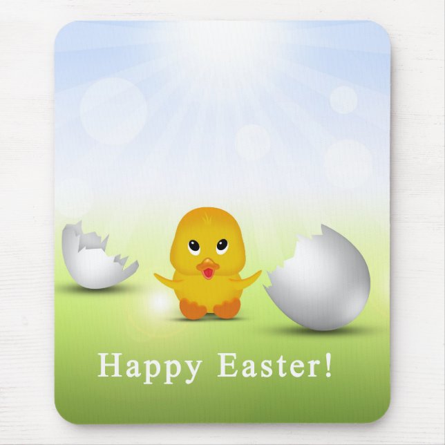 Cute Little Happy Easter Baby Chick Mouse Pad (Front)