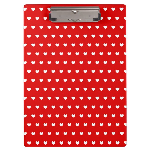 Cute Little Hearts Polka Dot Pattern On Flashy Red Clipboard (Front)
