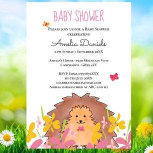 Cute Little Hedgehog Baby Shower Invitation