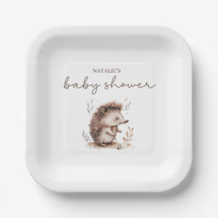 Cute Little Hedgehog Baby Shower Party Paper Plate