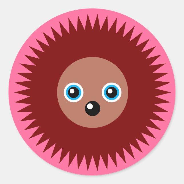 Cute little hedgehog classic round sticker (Front)