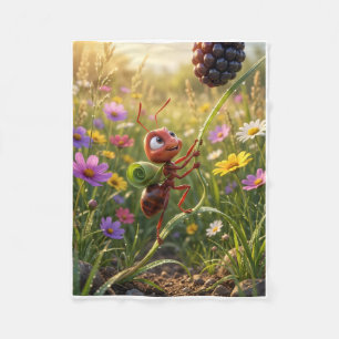 Cute Little Hedgehog In Wildflowers Fleece Blanket