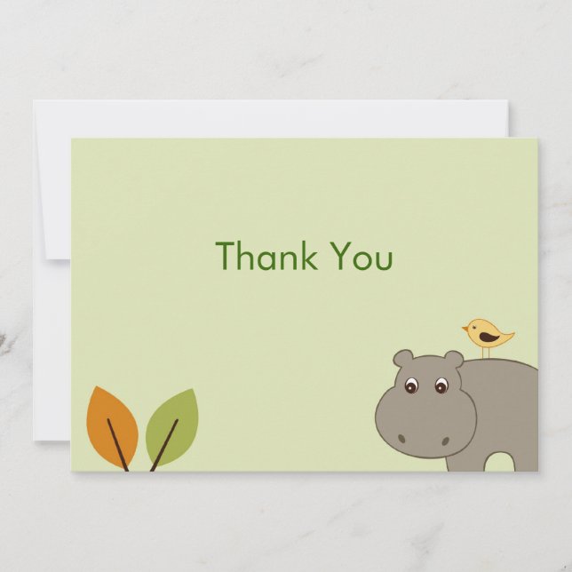 Cute Little Hippo Flat Thank You Note Cards (Front)