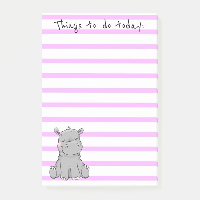 Cute Little Hippo List Post-it Notes (Front)