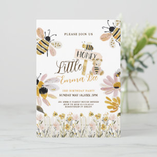 cute little honey bee 3rd birthday invitation