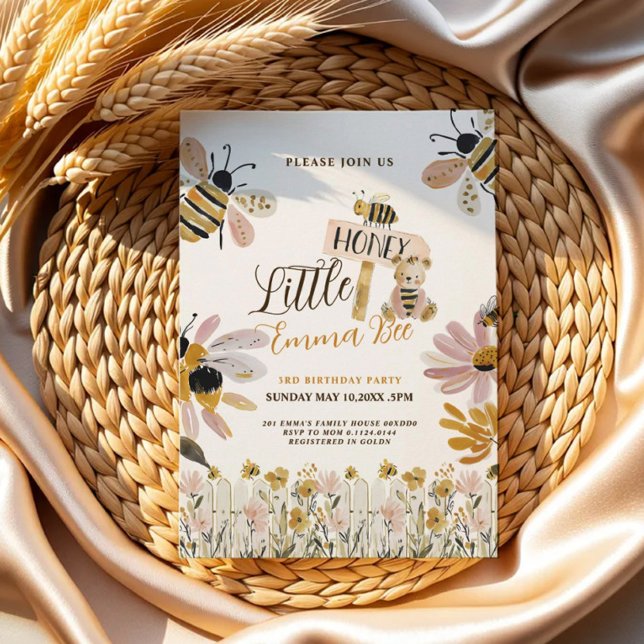 cute little honey bee 3rd birthday invitation (Creator Uploaded)