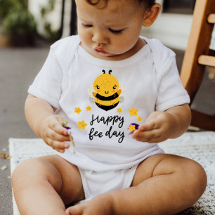 Cute Little Honey Bee Yellow Stars   Baby Bodysuit