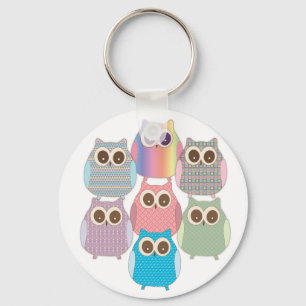 Cute Little Hoot Owls Assorted Colours Key Ring