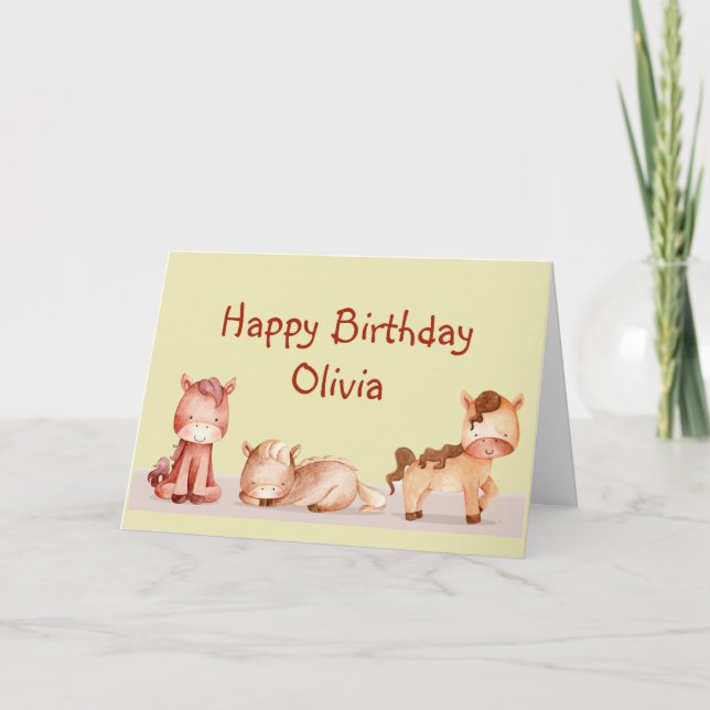 Cute Little Horse Animal Custom Name Personal  Card (Front)