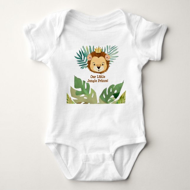 Cute Little Jungle Lion Birthday Baby Bodysuit (Front)