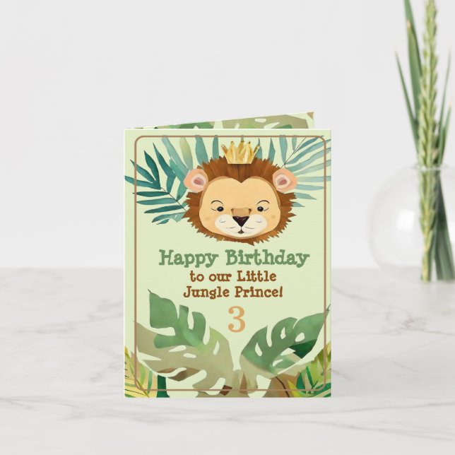Cute Little Jungle Lion Birthday Holiday Card (Front)