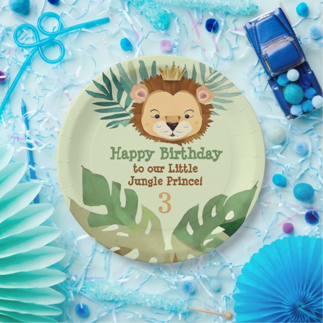 Cute Little Jungle Lion Birthday Paper Plate (Party)