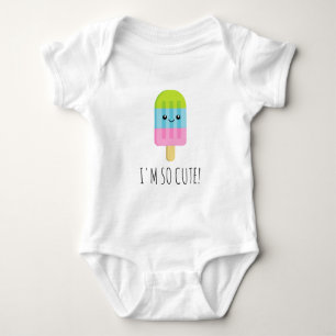 Cute little Kawaii popsicle ice cream drawing Baby Bodysuit