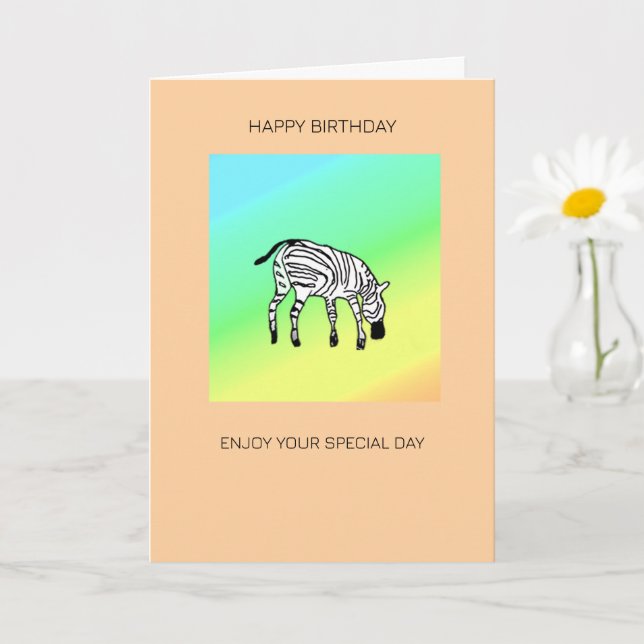  Cute Little Kenyan Zebra Birthday Card (Small Plant)
