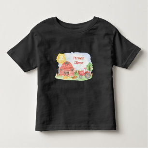 Cute Little Kids Farmer with First Name Toddler T-Shirt