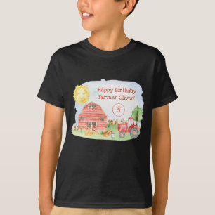 Cute Little Kids Happy Birthday Farmer Boy T-Shirt