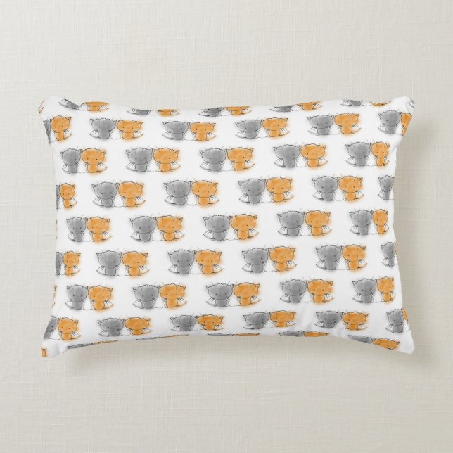 Cute Little Kittens Orange and Grey Cat Pattern Decorative Cushion (Front)