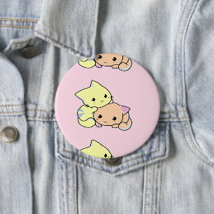 Cute little kitties on pink 10 cm round badge