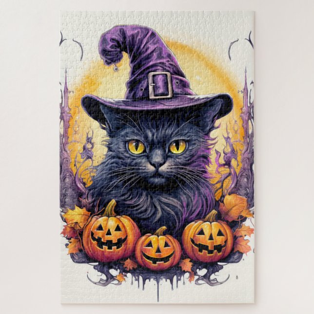 Cute Little Kitty Cat Witch Jigsaw Puzzle (Vertical)