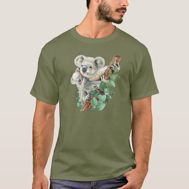 Cute Little Koala Bear Australian Animal Art T-Shirt (Front)