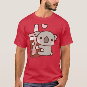 Cute Little Koala Bear Hugging Iced Coffee T-Shirt