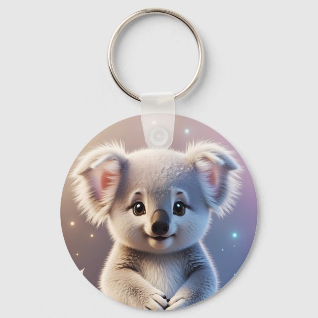 Cute Little Koala Fantasy Dreamy Gradient Key Ring (Front)