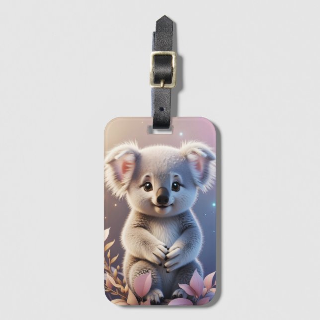 Cute Little Koala Fantasy Dreamy Gradient Luggage Tag (Front Vertical)