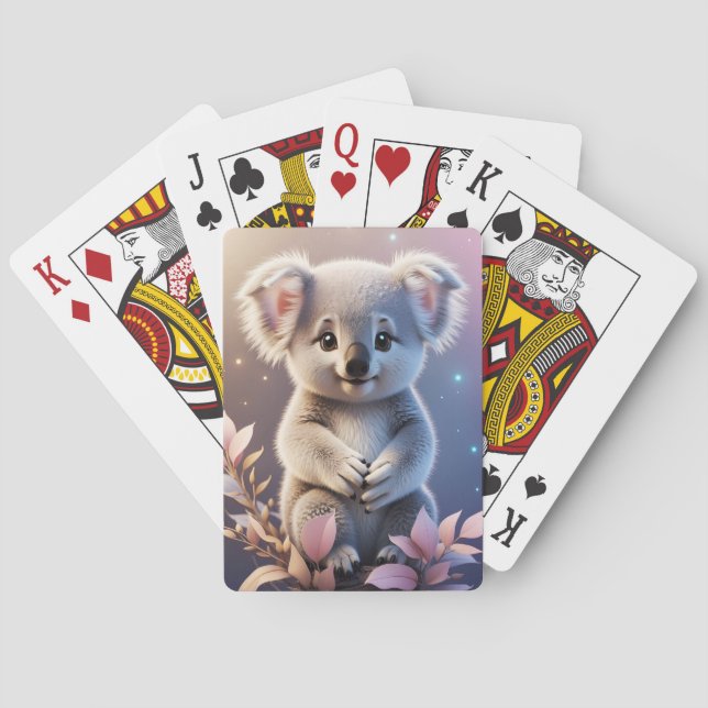 Cute Little Koala Fantasy Dreamy Gradient Playing Cards (Back)